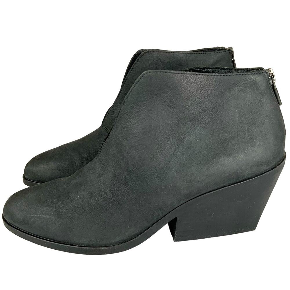 Eileen Fisher Nelson Nubuck Leather Split Shaft Ankle Booties Black Women's  8